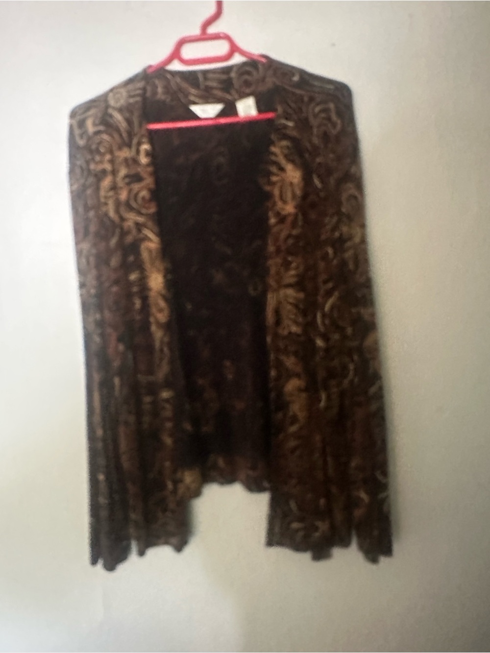 Laura Ashley Brown Patterned Open-Front Cardigan